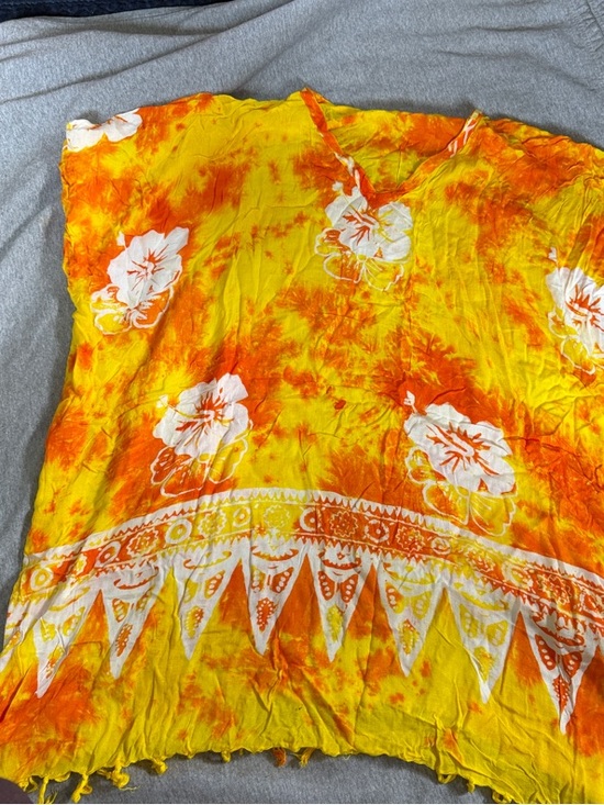 Other - Bright Floral Tie-Dye Kaftan Top - Yellow & Orange